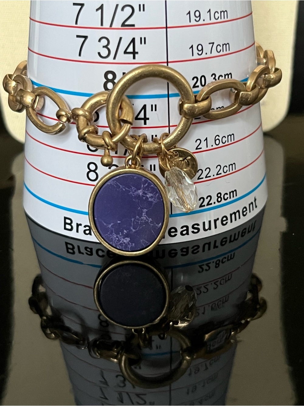 Brushed Gold-tone matte finish, plunder jewelry set with Blue Pendan - Picture 5 of 6